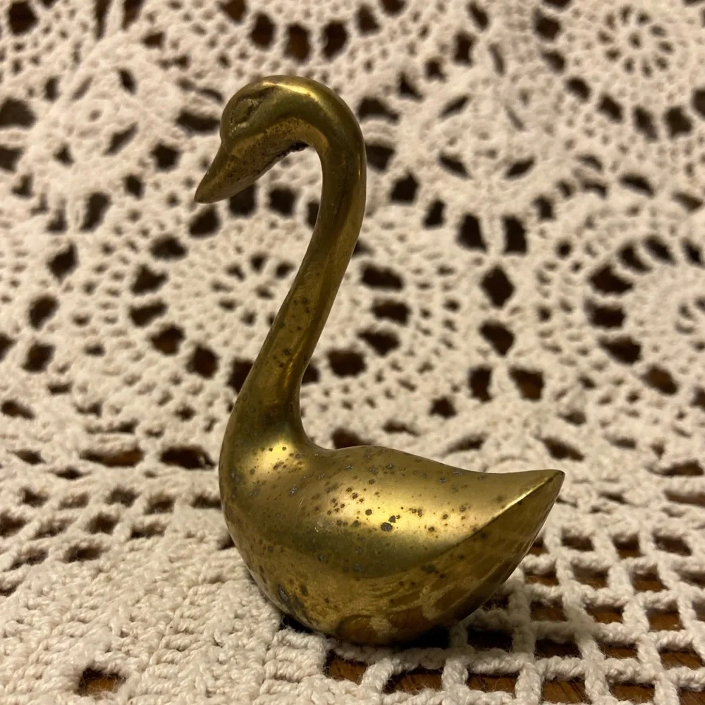 Petite Brass Swan Bird - Korea Vintage - Picture 2 of 9
